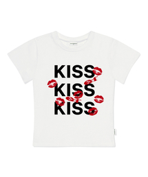 KISS KISS KISSプリントスリムフィット半袖Tシャツアイボリー