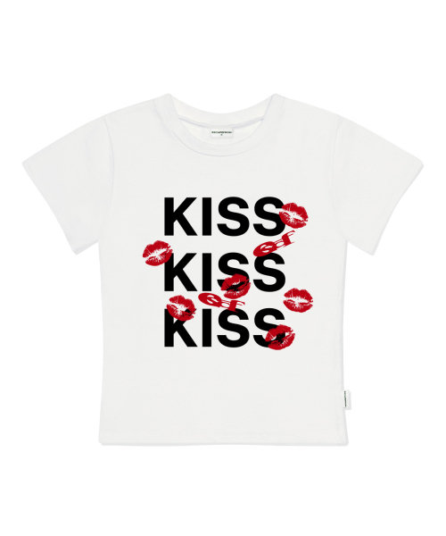 ESCAPEFROM(エスケープフロム)の「KISS KISS KISSプリントスリムフィット半袖Tシャツアイボリー(Tシャツ/カットソー・レディース・その他・LARGE/MEDIUM)」の1枚目の写真