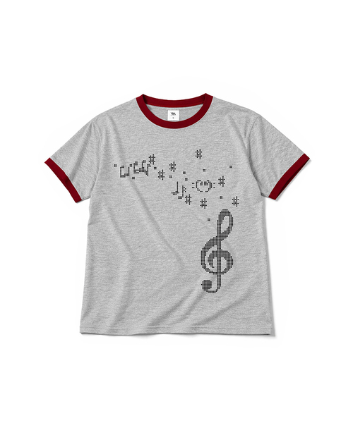 MILLION DAY(ミリオンデイ)の「MUSIC NOTE リンガー半袖Tシャツ(Tシャツ/カットソー・レディース・バーガンディー/クリーム/ライトグレー/スカイブルー・MEDIUM/LARGE)」の2枚目の写真