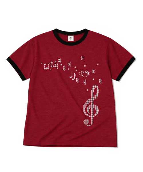 MILLION DAY(ミリオンデイ)の「MUSIC NOTE リンガー半袖Tシャツ(Tシャツ/カットソー・レディース・バーガンディー/クリーム/ライトグレー/スカイブルー・MEDIUM/LARGE)」の6枚目の写真