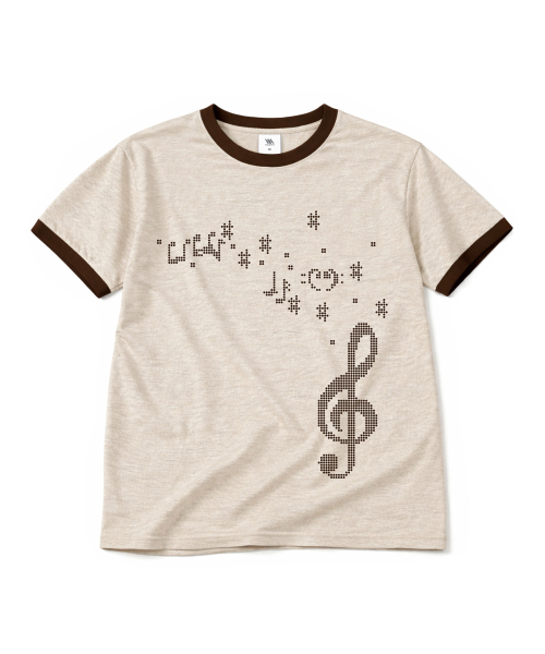 MILLION DAY(ミリオンデイ)の「MUSIC NOTE リンガー半袖Tシャツ(Tシャツ/カットソー・レディース・バーガンディー/クリーム/ライトグレー/スカイブルー・MEDIUM/LARGE)」の7枚目の写真