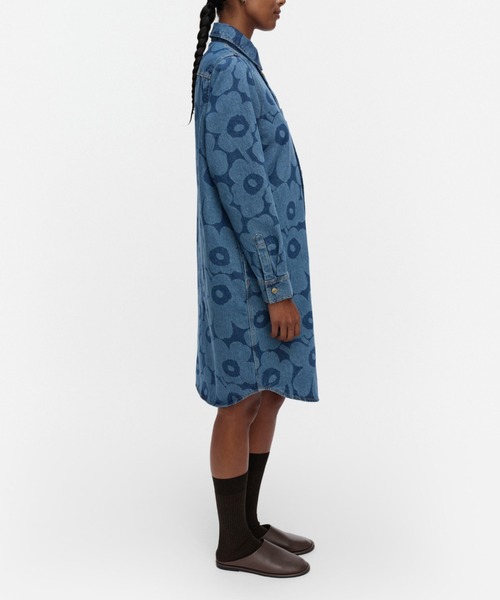 marimekko（マリメッコ）の「【Maridenim】 Nakemys Unikko / Long- shirt（シャツ/ブラウス・レディース・ネイビー・40/42/38/36/34/32）」の2枚目の写真