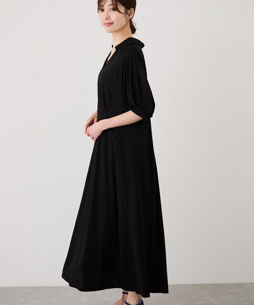 Jayro(ジャイロ)の「スキッパー衿マキシワンピース(ワンピース・レディース・ブルー系その他4/ブラック・M)」の18枚目の写真
