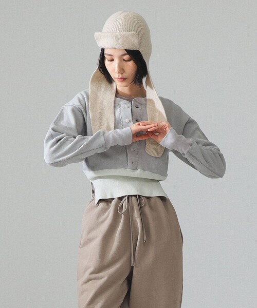 BEAMS BOY（ビームスボーイ）の「maturely / サーマル ヘンリー ロングスリーブ Tシャツ（Tシャツ/カットソー・レディース・ブラック/グレー・ONE SIZE）」の11枚目の写真