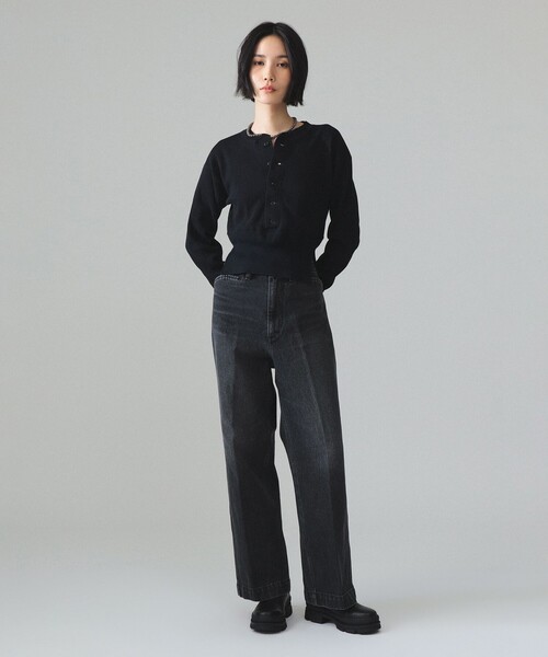 BEAMS BOY（ビームスボーイ）の「maturely / サーマル ヘンリー ロングスリーブ Tシャツ（Tシャツ/カットソー・レディース・ブラック/グレー・ONE SIZE）」の12枚目の写真