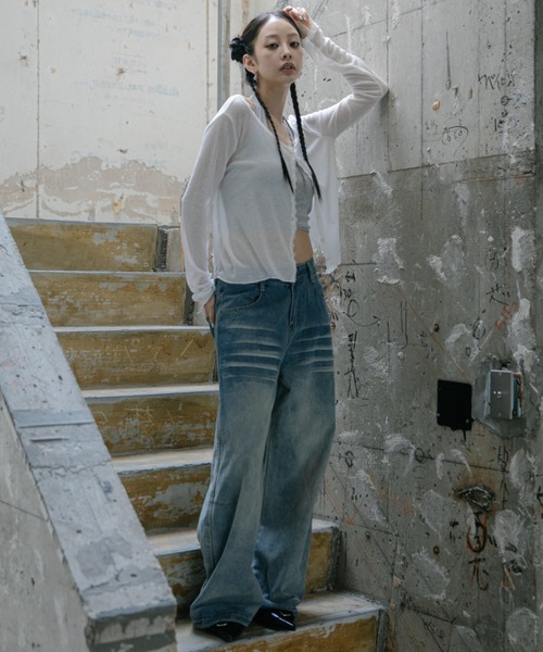 Haze Reverie(ヘイズレヴァリー)の「ダブルラインワイドバギーデニムパンツ(デニムパンツ・レディース・ブルー・SMALL/MEDIUM/LARGE)」の5枚目の写真