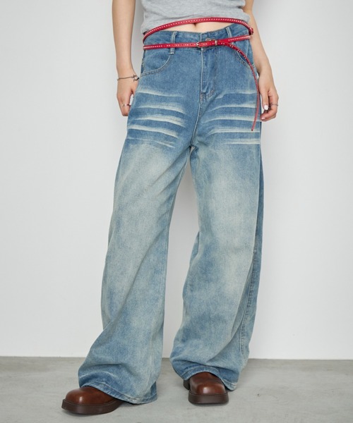 Haze Reverie(ヘイズレヴァリー)の「ダブルラインワイドバギーデニムパンツ(デニムパンツ・レディース・ブルー・SMALL/MEDIUM/LARGE)」の7枚目の写真