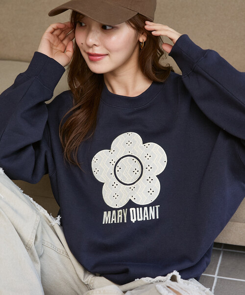 MARY QUANT(マリークワント)の「MARY QUANT × PUBLUX/マリークワント レース 異素材 デイジー アート 裏起毛 スウェット 限定展開(スウェット・レディース・グレー/ネイビー/チャコールグレー・フリ-)」の3枚目の写真