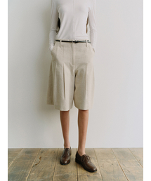TIS STRIPE WIDE BERMUDA TROUSERS_STRIPE BEIGE