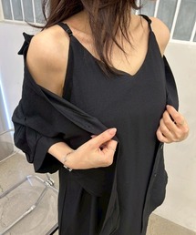 前結びシャツ×キャミソールワンピースセット