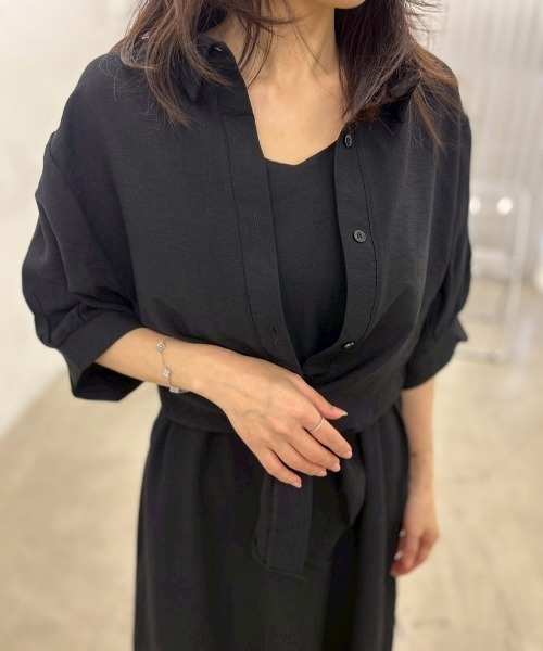 Chick(チック)の「前結びシャツ×キャミソールワンピースセット(ワンピース・レディース・ブラック/アイボリー・FREE)」の11枚目の写真