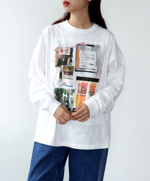 Cepica(セピカ)の「【MARECHAL TERRE / マルシャルテル】コラージュロングT(Tシャツ/カットソー・レディース・ブラック/オフホワイト・FREE)」の1枚目の写真
