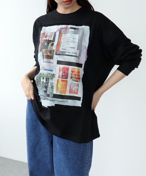 Cepica(セピカ)の「【MARECHAL TERRE / マルシャルテル】コラージュロングT(Tシャツ/カットソー・レディース・ブラック/オフホワイト・FREE)」の2枚目の写真