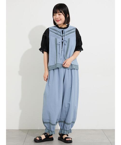Samansa Mos2(サマンサ モスモス)の「レース×ピンタックリボンベスト《限定カラーあり》(ベスト・レディース・ブラック/その他1/チェック/ベージュ/サックスブルー・F)」の18枚目の写真