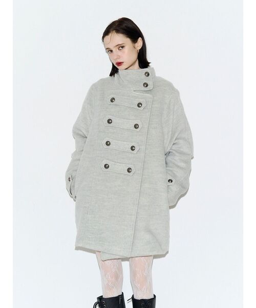 Napoleon collar A-line mid-length coat from a Japanese fashion label