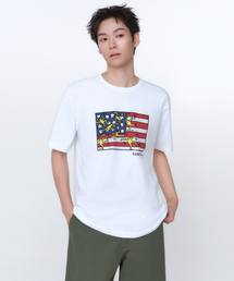 [キスヘリングコレクション] アメリカンフラッグTシャツ [ホワイト]