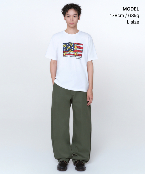 MUSINSA STANDARD（ムシンサスタンダード）の「[キスヘリングコレクション] アメリカンフラッグTシャツ [ホワイト]（Tシャツ/カットソー・メンズ・その他・2XL/X-LARGE/MEDIUM/LARGE）」の5枚目の写真