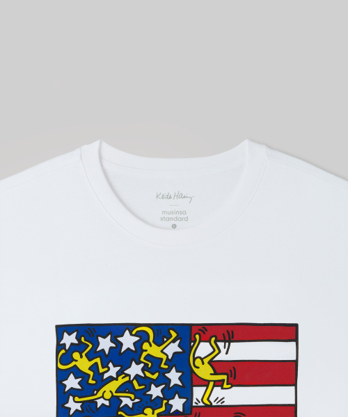 MUSINSA STANDARD（ムシンサスタンダード）の「[キスヘリングコレクション] アメリカンフラッグTシャツ [ホワイト]（Tシャツ/カットソー・メンズ・その他・2XL/X-LARGE/MEDIUM/LARGE）」の3枚目の写真