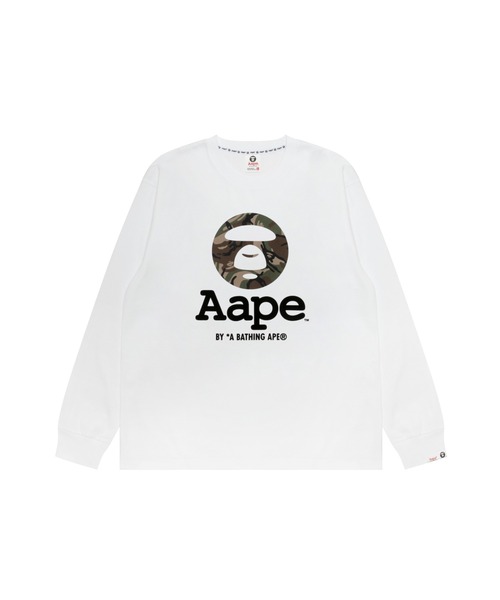 AAPE BY A BATHING APE(エーエイプバイアベイシングエイプ)の「AAPE BASIC LONG SLEEVE TEE(Tシャツ/カットソー・メンズ・ホワイト/ブラック・MEDIUM/SMALL)」の1枚目の写真