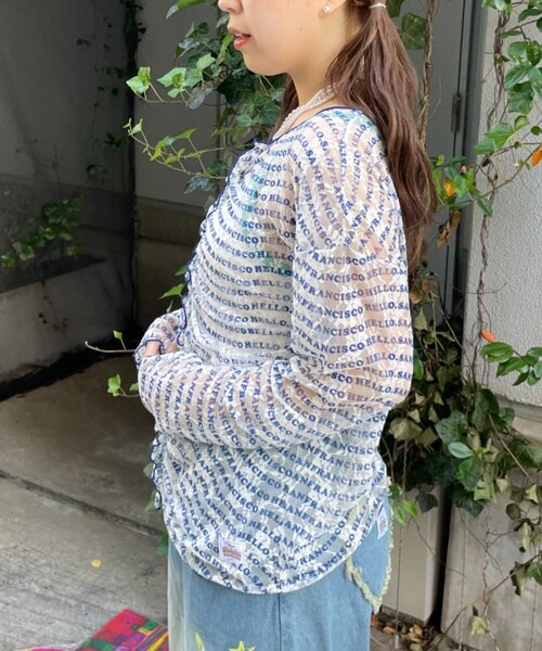 HELLO.SANFRANCISCO(ハローサンフランシスコ)の「【HELLO.SANFRANCISCO】フロントタックロゴレースカーディガン(Tシャツ/カットソー・レディース・レッド/ブルー・ONE SIZE)」の5枚目の写真
