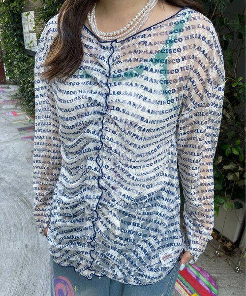 HELLO.SANFRANCISCO(ハローサンフランシスコ)の「【HELLO.SANFRANCISCO】フロントタックロゴレースカーディガン(Tシャツ/カットソー・レディース・レッド/ブルー・ONE SIZE)」の10枚目の写真