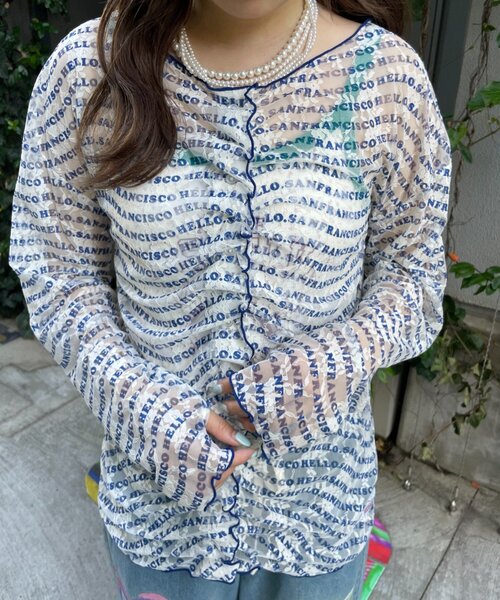 HELLO.SANFRANCISCO(ハローサンフランシスコ)の「【HELLO.SANFRANCISCO】フロントタックロゴレースカーディガン(Tシャツ/カットソー・レディース・レッド/ブルー・ONE SIZE)」の11枚目の写真