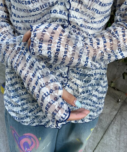 HELLO.SANFRANCISCO(ハローサンフランシスコ)の「【HELLO.SANFRANCISCO】フロントタックロゴレースカーディガン(Tシャツ/カットソー・レディース・レッド/ブルー・ONE SIZE)」の12枚目の写真
