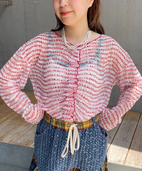 HELLO.SANFRANCISCO(ハローサンフランシスコ)の「【HELLO.SANFRANCISCO】フロントタックロゴレースカーディガン(Tシャツ/カットソー・レディース・レッド/ブルー・ONE SIZE)」の14枚目の写真