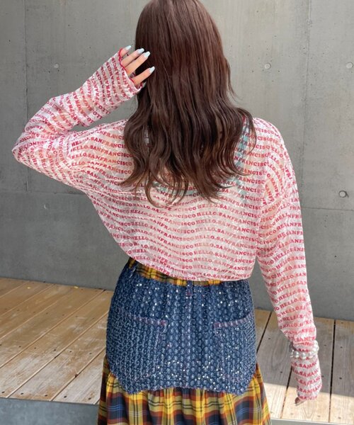 HELLO.SANFRANCISCO(ハローサンフランシスコ)の「【HELLO.SANFRANCISCO】フロントタックロゴレースカーディガン(Tシャツ/カットソー・レディース・レッド/ブルー・ONE SIZE)」の17枚目の写真