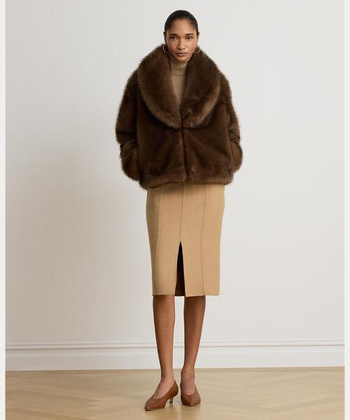 LAUREN RALPH LAUREN(ローレン ラルフ ローレン)の「ダブルフェイスド ウールブレンド ペンシル スカート(スカート・レディース・ブラウン系5・0/4/2/00)」の1枚目の写真