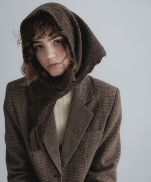 URBAN RESEARCH Sonny Label（アーバンリサーチサニーレーベル）の「スカラトリムニットスカーフ（ストール/ショール・レディース・オフホワイト/ブラウン/グレー・ONE）」の3枚目の写真