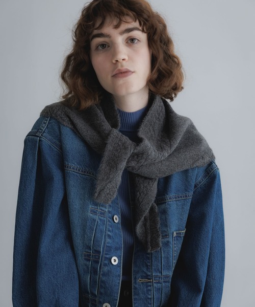 URBAN RESEARCH Sonny Label（アーバンリサーチサニーレーベル）の「スカラトリムニットスカーフ（ストール/ショール・レディース・オフホワイト/ブラウン/グレー・ONE）」の9枚目の写真