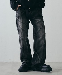 Vintage-Like Grunge Wide Straight Denim / ヴィンテージライク グランジワイドストレートデニム