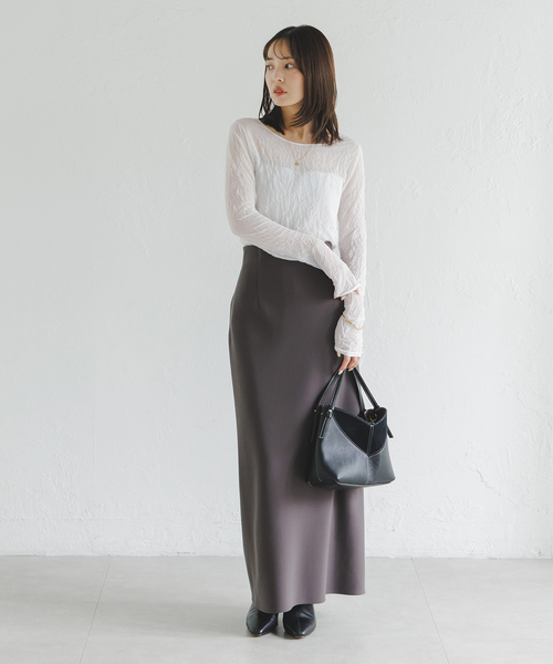 Noble(ノーブル)の「リンクルシアージャージーTOPS(Tシャツ/カットソー・レディース・ライトグリーン/ホワイト系その他・FREE)」の6枚目の写真