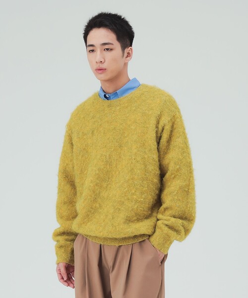BEAMS HEART（ビームスハート）の「モヘヤライク ミックス クルーネック ニット（ニット/セーター・メンズ・イエロー/ミント・LARGE/MEDIUM/SMALL）」の6枚目の写真