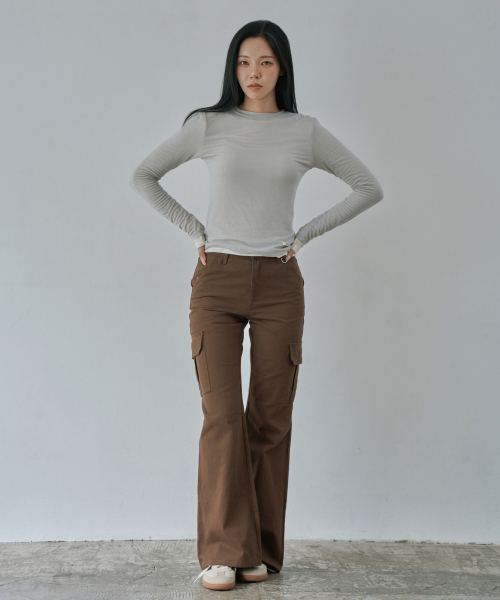 WAARFORWOMAN(ワール・フォー・ウーマン)の「W1154 Dリングカーゴブーツカットパンツ_ブラウン(その他パンツ・レディース・その他・SMALL/MEDIUM/LARGE)」の4枚目の写真