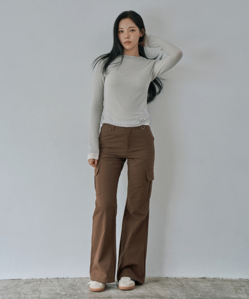 WAARFORWOMAN(ワール・フォー・ウーマン)の「W1154 Dリングカーゴブーツカットパンツ_ブラウン(その他パンツ・レディース・その他・SMALL/MEDIUM/LARGE)」の3枚目の写真