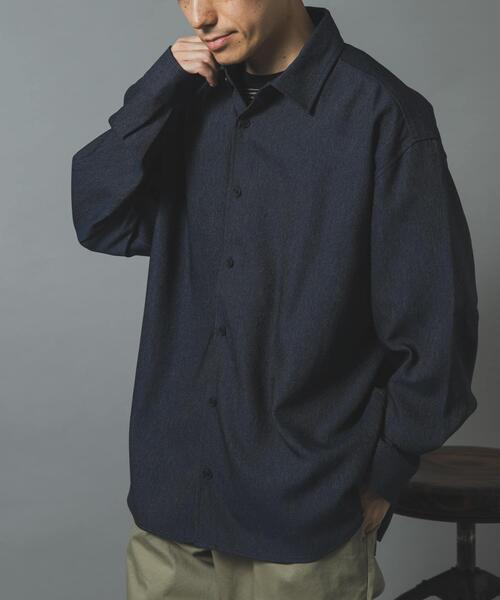 ITEMS URBANRESEARCH(アイテムズ アーバンリサーチ)の「『イージーケア』ストレッチデニムライク レギュラーカラーシャツ(シャツ/ブラウス・メンズ・ブラック/ネイビー・MEDIUM/LARGE)」の12枚目の写真