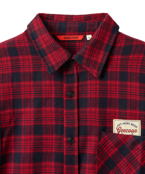 GEECOON(ジークーン)の「ヴィンテージセミクロップチェックシャツ GEE267-112 レッド(シャツ/ブラウス・メンズ・レッド・LARGE/X-LARGE)」の4枚目の写真