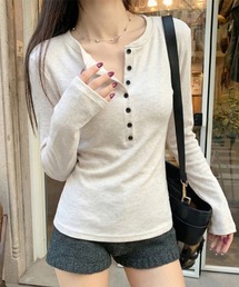 ヘンリーネックフィット長袖カットソー