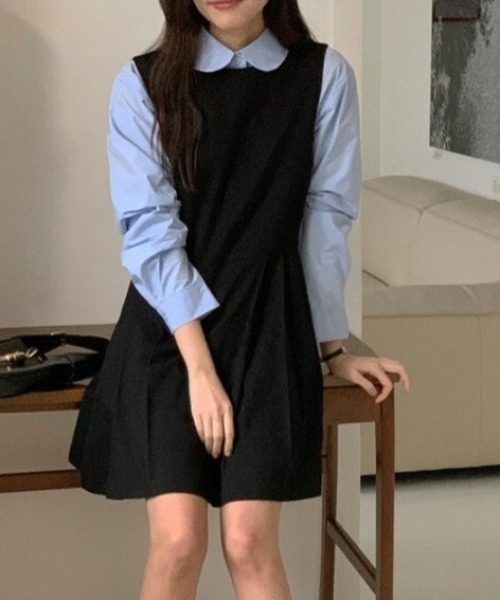 gossip!ロサンゼルス(ゴシップロサンゼルス)の「プリーツミニ ジャンパースカート(ワンピース・レディース・ブラック・FREE)」の9枚目の写真