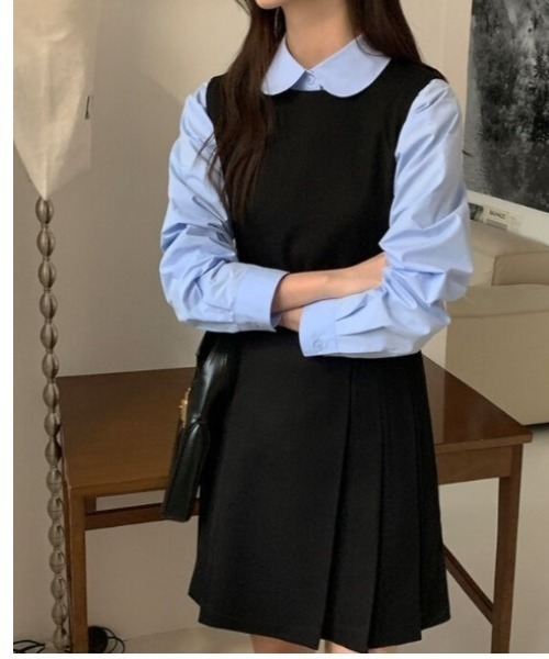 gossip!ロサンゼルス(ゴシップロサンゼルス)の「プリーツミニ ジャンパースカート(ワンピース・レディース・ブラック・FREE)」の11枚目の写真