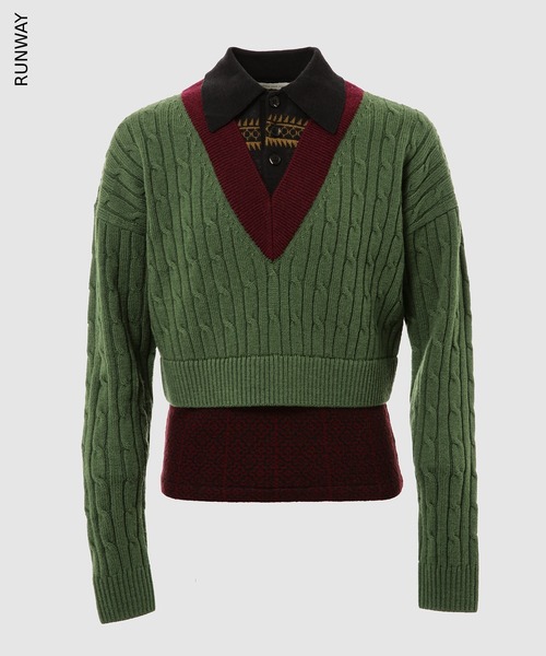 DRIES VAN NOTEN(ドリスヴァンノッテン)の「MEDAN 4751 M.K.SWEATER(ニット/セーター・メンズ・ブラック/イエロー系その他/グリーン系その他・S/M)」の2枚目の写真