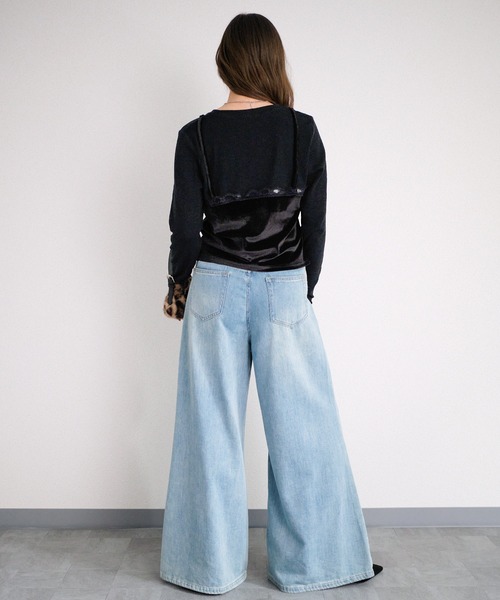 murea(ミュレア)の「レイヤード風ベロアキャミソール長袖カットソー(Tシャツ/カットソー・レディース・ブラック/グレー・FREE)」の18枚目の写真