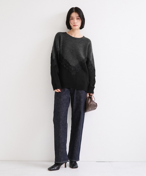le cercle ADAM ET ROPE'（ルセルクルアダムエロペ）の「レースニット（ニット/セーター・レディース・チャコールグレー/オフホワイト・FREE）」の21枚目の写真