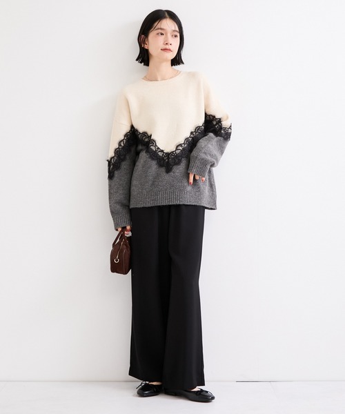 le cercle ADAM ET ROPE'（ルセルクルアダムエロペ）の「レースニット（ニット/セーター・レディース・チャコールグレー/オフホワイト・FREE）」の22枚目の写真