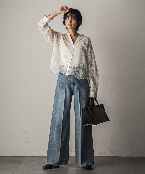 MAYSON GREY(メイソングレイ)の「【40周年限定】ペイズリーレースクロップドシャツ(シャツ/ブラウス・レディース・ブラウン・M)」の6枚目の写真
