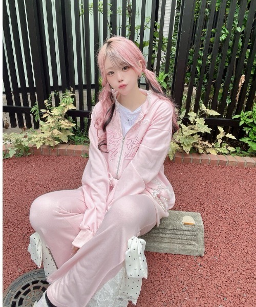 Ank Rouge（アンクルージュ）の「ハートウサギのBIGパーカー（Tシャツ/カットソー・レディース・ピンク/グレー・M）」の9枚目の写真