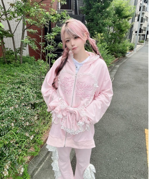 Ank Rouge（アンクルージュ）の「ハートウサギのBIGパーカー（Tシャツ/カットソー・レディース・ピンク/グレー・M）」の12枚目の写真