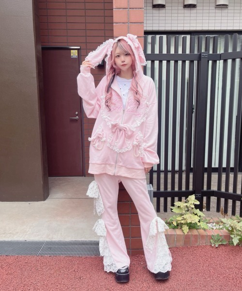 Ank Rouge（アンクルージュ）の「ハートウサギのBIGパーカー（Tシャツ/カットソー・レディース・ピンク/グレー・M）」の14枚目の写真